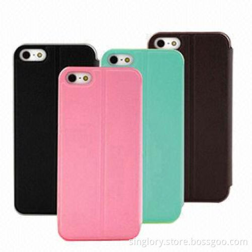 Slim folio leather case for iPhone, with PC holder